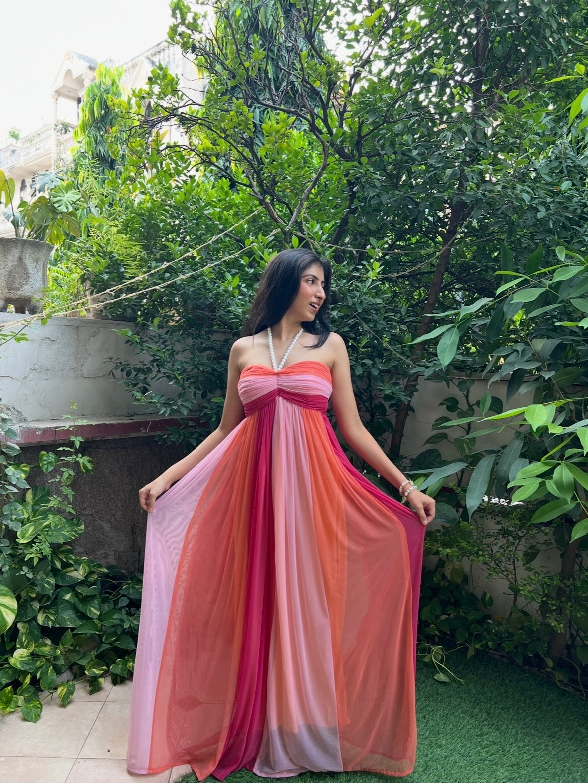 Petals: colourful maxi dress