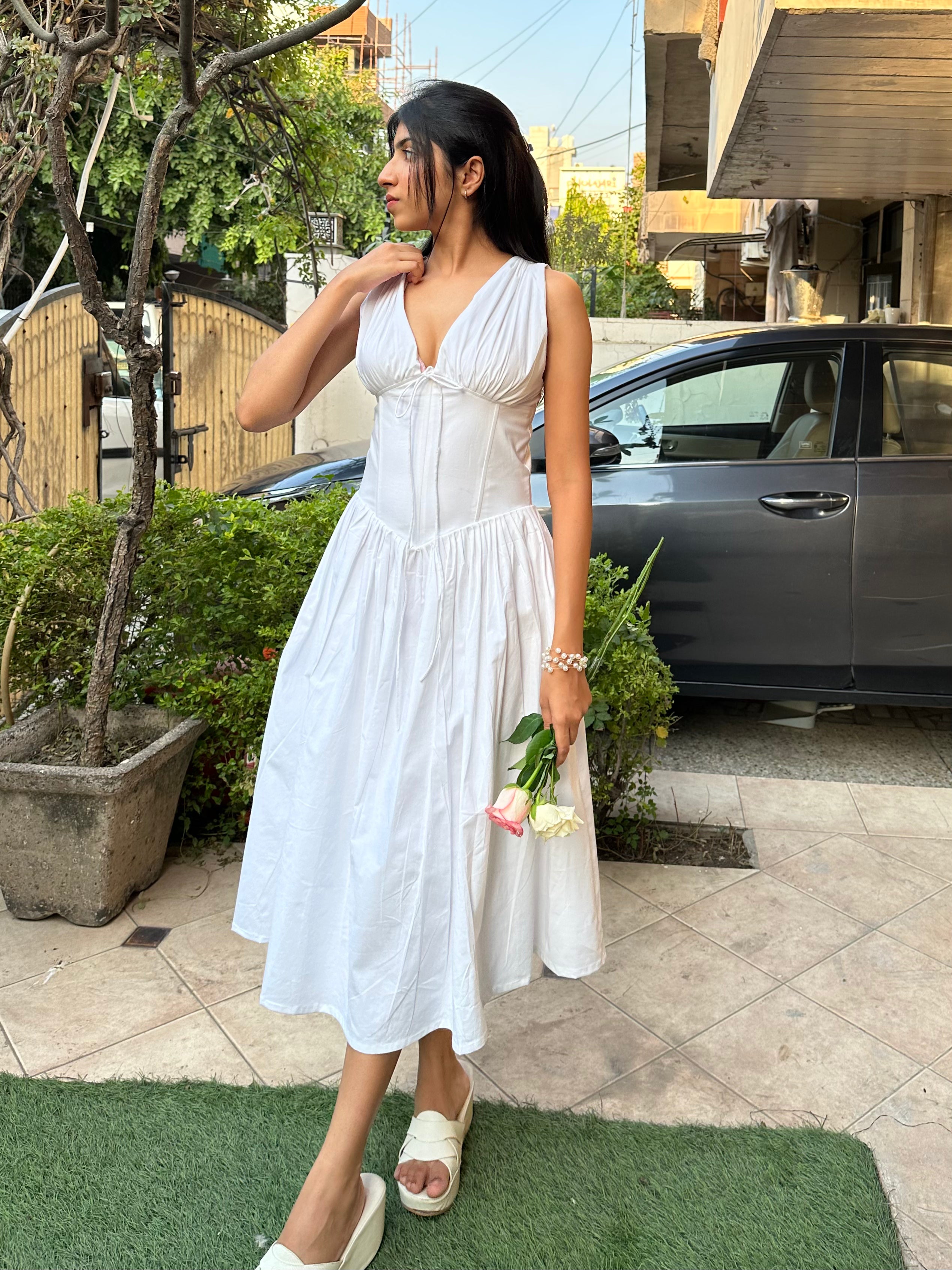 White Swan Cottage Core Dress