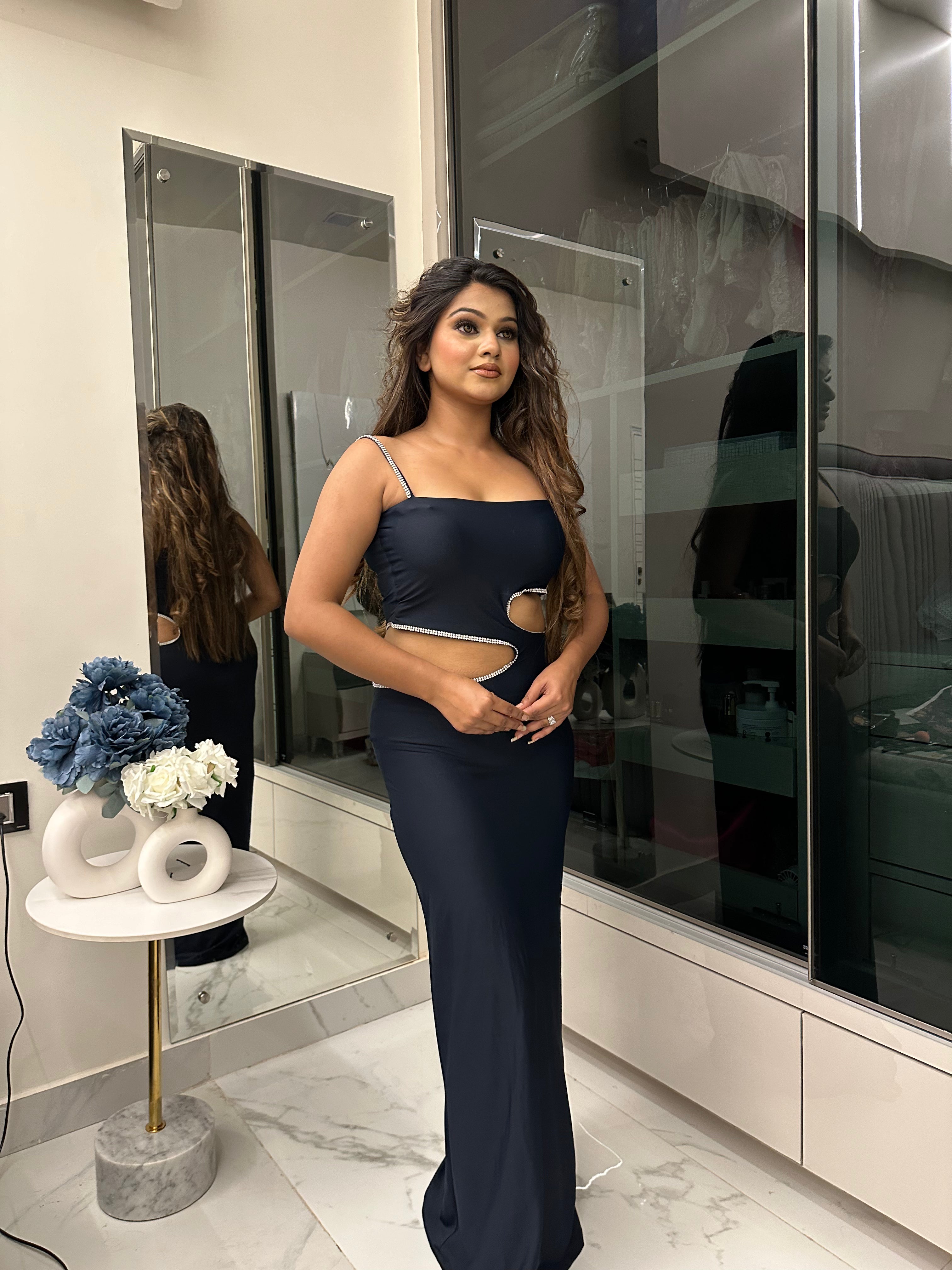 Rhinestone Cutout Dress