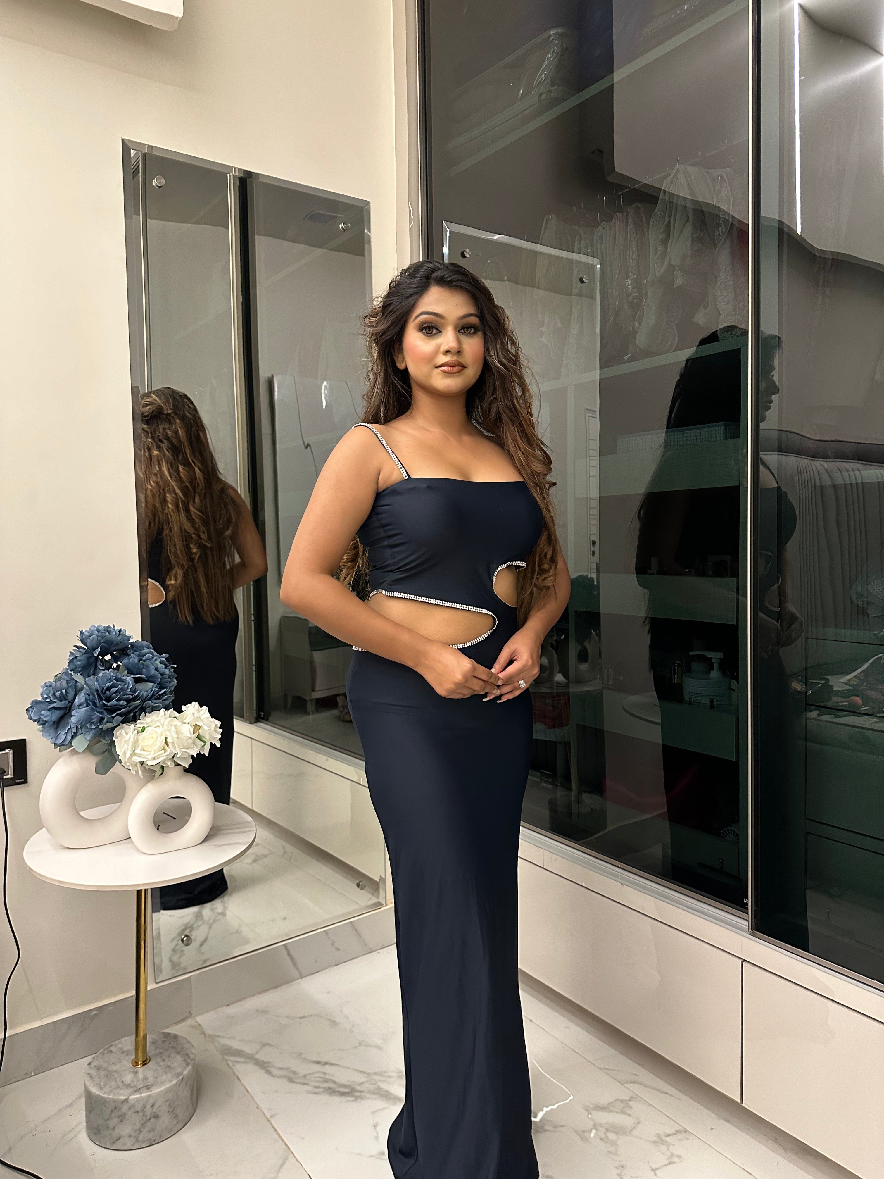 Rhinestone Cutout Dress