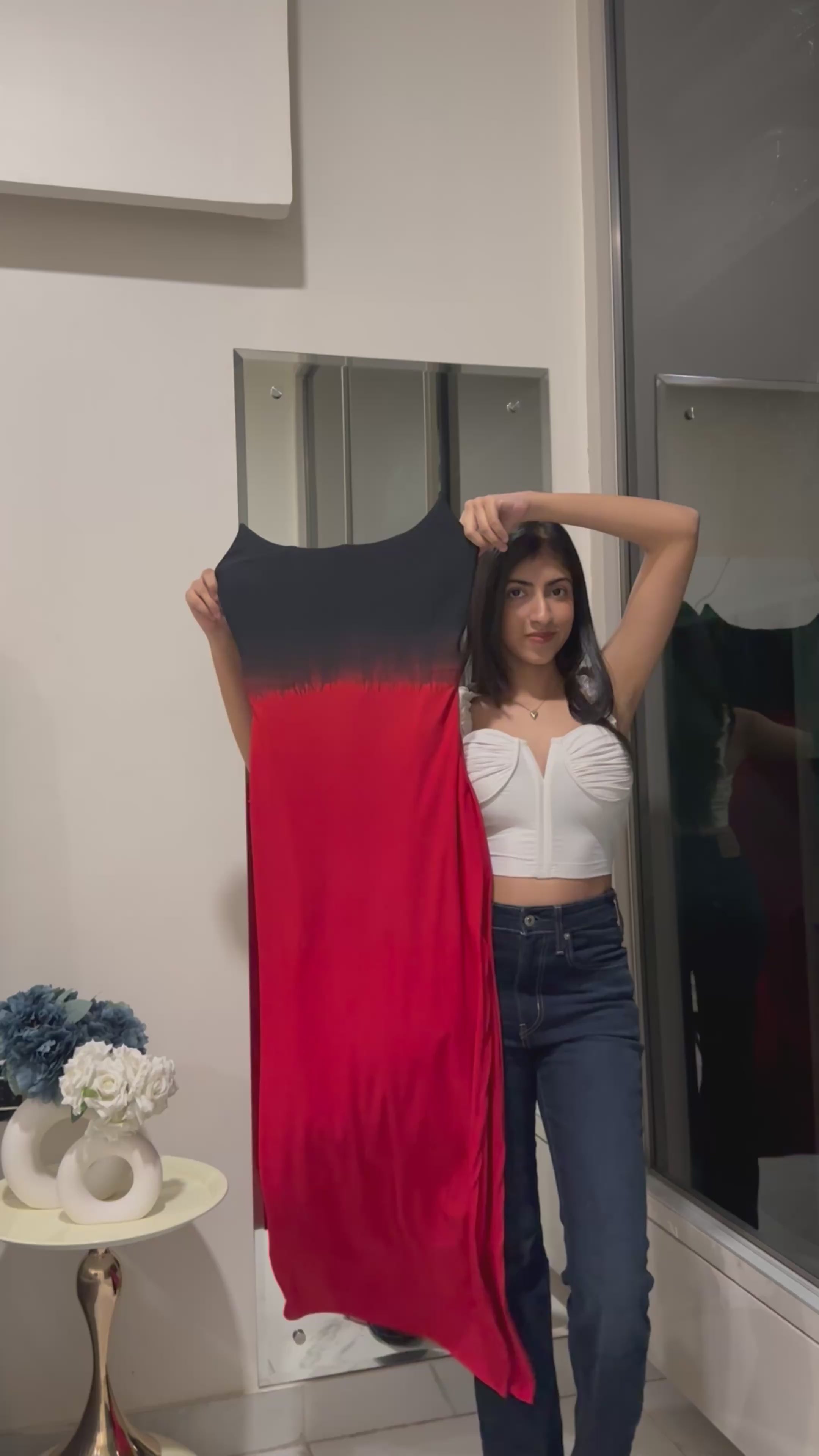 Load video: Black &amp; Red Ombre Dress