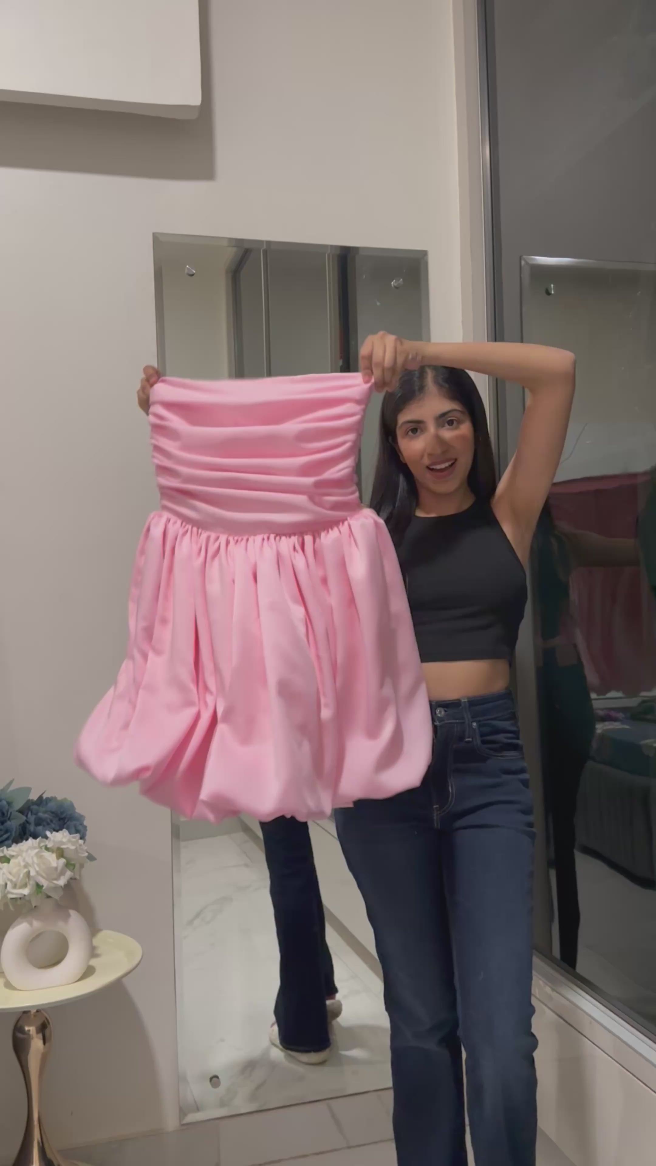 Load video: Satin Balloon Dress